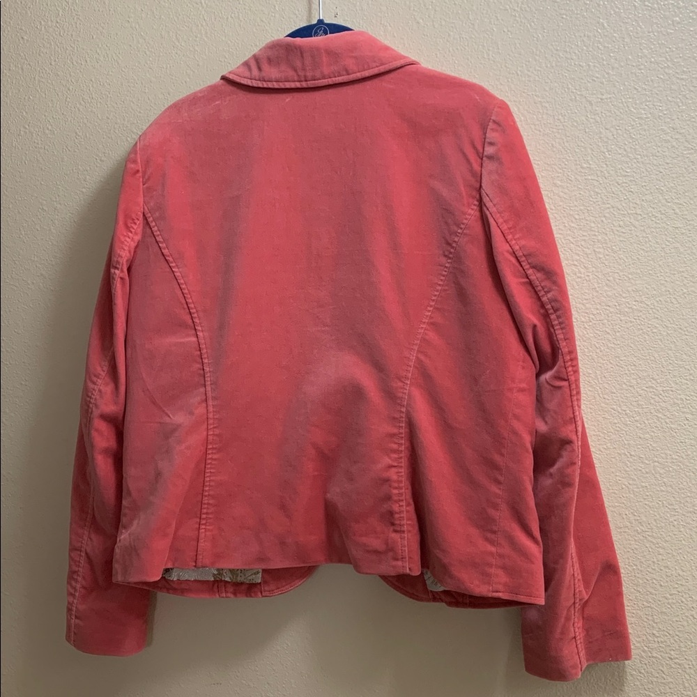 Vintage Old Navy Y2K Pink Velvet Large Blazer Floral Brocade Lined Pockets.   V - Picture 5 of 10